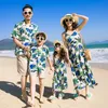 Passende Familienoutfits Eltern-Kind-Kleidung Sommerpaar Strandurlaub Kleidung für die ganze Familie Mutter-Tochter-Kleid-Hemd-Anzug 230506