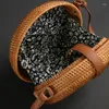 Storage Bags Chinese Hand Rattan Weaving Cosmetic Bag Vintage Mini Small Round Simple Women's Holiday Travel Beach