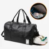 Sportväskor Gym Bag PU Läderficka för Shooes Fitness Travel Business Waterproof Outdoor Sports Stora kapacitet Crossbag Bags XA49WD G230506