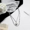 Hänge halsband ursprung sommar minimalistisk dubbel lager kärlek hjärthalsband för kvinnor utsökt asymmetriska smycken tillbehör