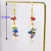 Boucles d'oreilles en pierre de cristal naturel 7 chakra Boucles d'oreilles crochet en or avec puce de gravier multicolore pour femmes en gros