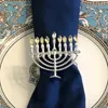 Tovaglia 4 pezzi Decorazioni per feste Menorah Portatovaglioli Anello tovagliolo ebraico Fibbie Anelli per asciugamani