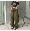 Pantalon Femme S Y2K Streetwear Cargo Femmes Casual Vintage Baggy Large Jambe Pantalon Droit Jogger Grandes Poches Oversize Salopette Pantalon de Survêtement 230506