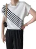 Camisetas femininas Mulheres o-pescoço listrado Taço de malha Manga de morcego 2023 Summer Casual T-shirt Fashion Tops Tops