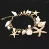 Charm Bracelets Vintage Bohemian Alloy Conch Shell Starfish Star Pendant Bracelet For Women 2023 Summer Classic Beach Jewelry Gifts