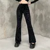 Damenhosen Y2K Gothic Black Lace Mesh Flared Sexy Harajuku Aesthetic Durchsichtige lange Hose Vintage Damen Sommer Streetwear 230506