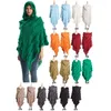 Sjaals vaste mantel jas vrouwen poncho dikke tassel onregelmatige zoom cape gebreide trui met hoodie capa mujer