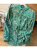 Kvinnors blusar 4 Mönster - Lamtrip Unique 2023 Spring Colorful Full Flowers Rustic Sweet Cotton Long Sleeve Shirt Blus