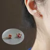 Stud Earrings Simple Crown Women Inlaid Red Crystal Right Staff Noble Elegant Fashion Wedding Jewelry Gift Accessories