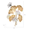 Dekorativa föremål Figurer Style Ginkgo Leaf Golden Pendant Iron Wall Hanging Luxury Decoration Living Room TV Bakgrund Konst Väggdekoration Guld 230506