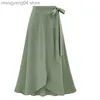 Kjolar m-6xl kvinnor maxi kjol rosa ruffle hög midja bowtie slits lång kjol vår sommarkontor avslappnad elegant solid kjol plus storlek t230506