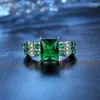 Anneaux de mariage le cadeau parfait pour votre petite amie bague de couleur argent Zircon de mode verte superbe processus de galvanoplastie et de polissage