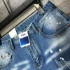 Men's Shorts Men Ripped Hole Denim Shorts Stretch Hip Hop Paint Splatter Frayed Streetwear Trend Destroyed Vintage Male Jeans Short 230506