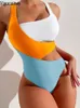 Suits Vigoashely Sexy Solid Strapped Swimwear Women High Waist Push Up Hollow Swimsuit Monokini Backless Bathing Suit 230505