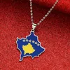 Ketten Emaille Gold Farbe Land Kosovo Karte Flagge Anhänger Halsketten für Frauen Edelstahl Schmuck Kosoves Schmuck