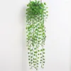 Decorative Flowers Long Artificial Vine Fake Green Plastic Leaves Hanging Rattan Decor For Wedding Home Garden Landscape Wall