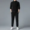 Survêtements pour hommes Minglu Polaire Sprot Casual Hommes Ensembles Sweatshirtspants Automne Hiver Zipper Mâle Sweats À Capuche Taille Élastique Homme Pantalon 4XL 230506