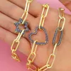 Pulseiras de charme azul zirconia bracelete geométrica cor de cor de ouro estrela oval sutiãs cz carabiner medalhão judeu judeu