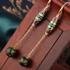 Kolczyki Dangle 2023 Summer Green Tassels Vintage Cloisonne Delikatna kropla etniczna biżuteria w stylu chińskim