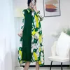 Casual Dresses YUDX Miyake Pleated For Woman 2023 Summer Plus Fashion Printed Cardigan Dress Temperament Loose And Thin MIDI Skirt