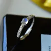 Cluster Rings Natural Blue Moonstone Ring Delicate Inlaid Elegant Versatile Women's Product
