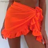 スカートの女性メッシュサロンドレスファッションフリルスイムウェアレディースのためのソリッドカラービーチウェア