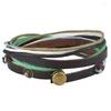 Bracelets porte-bonheur Kirykle Bracelet en cuir véritable pour femmes hommes corde multicouche tissage à la main manchette réglable Wrap multicolore Couple bijoux