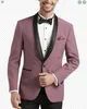 Herrenanzüge Blazer Dusty Rose Herrenanzüge Schwarzer Schal Revers One Button Hochzeit Smoking Terno Masculino Prom Bräutigam 2 Stück Slim Fit Blazer JacketPant 230506