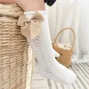 3 pièces été enfants chaussettes hautes bébé filles garçons arc longue chaussette doux coton maille respirant enfants évider Socken pour 0-7 ans