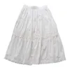 Rokken cottage stijl mori meisje unieke borduurrok rok haak kanten katoen elastische taille lolita stijl rok dames bodem rok katoen 230506