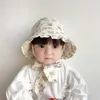 Czapki czapki moda druk dla dzieci kubek hat dziewczęta księżniczka rybacka czapki kwiat wielki brzeg słońca w koronki dziewczyny plażowe czapki