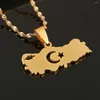 Cadenas de acero inoxidable Chapado en plata Mapas de Turquía Collar colgante Collar de cadena de bandera turca de moda Joyería