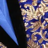 Herrenanzüge Blazer Europäische Größe Blazer Hosen Mode Ausgezeichneter blauer Samt Gold Pailletten Hochzeit Bräutigam Kleid 2-teiliges Set 230506