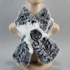 Sjaals stijl hand gebreide echte natuurlijke rex bont sjaal vrouwen winter warme dame zachte halsdoek