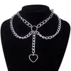 Hanger kettingen goth streetwear grunge gelaagde aluminium ketting hartcirkels voor vrouwen 2023 punk fee choker sieraden