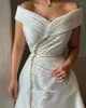 Feestjurken Arabisch Wit Korte Korte Dubai Avondjurk Elegant Off Schouder Lenggth Midi Formeel voor vrouwen Wedding Gast SS486