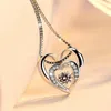 Chains 925 Silver Plated Double Womens Necklace Jewellery Heart Zircon Pendant UK