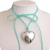 Ras du cou DIEZI élégant grand coeur clavicule corde chaîne collier pour femmes filles coréen noir velours cadeau 2023 Y2K bijoux