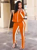 Women's Tracksuits Autumn Winter Two Piece Set Tracksuit For Women Long Sleeve Striped Coat And Skinny Pants Sweat Suits Casual Sportswear Outfits P230506