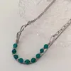 Подвесные ожерелья титановые стальные двойные женские ожерелье для женского ожерелья зеленого из бисера