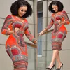 Etnik Giyim Moda Baskı Elbise Bel Kadınlar Etnik Tarz Paketi Kalça Etek V Yez Sıkı A-Line Etek Afrikalı Kadın Giyim 230505