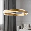 Pendant Lamps Modern Waves American Luxury Hanging Lights Fixture LED Golden Dining Room Hall Luminarias Lamparas Lustre