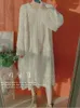 Casual klänningar aigyptos höstar vinter stickad tröja klänning kvinnor koreanfashion elegant söt spets lång överdimensionerad midi