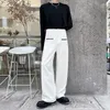 Pantalons pour hommes Style coréen hommes mode couleur unie tenue décontractée lâche pantalon droit hommes bureau formel V56