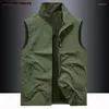 Gilets pour hommes Zip Gilet Hommes Pardessus Veste Sans Manches Chasse Trekking Tactique Casual Élégant Outils Personnalisés Designer De Poche