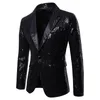 Men s Suits Blazers Shiny Gold Sequin Glitter Empelled Jacket Nightclub Prom Suit Costume Homme Stage Clothes for Singers 230506