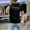 Men's Personalized T-shirt luxury Diamond Letter Design Red Male Tees Summer Trend Casual Fashion Slim Clothing Man Tops