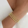 Bracelets empilables de perles plaquées or, en acier inoxydable, élastique, extensible, pour femmes et hommes