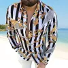 Qnpqyx Męskie koszule swobodne koszule chemisier w stylu vintage długie rękaw Fall Hawajska Kamicetta Koszula luźna dopasowanie druku