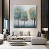 Pinturas hechas a mano grande moderno lienzo arte pintura al óleo cuchillo árbol de oro para el hogar sala de estar el decoración imagen de la pared